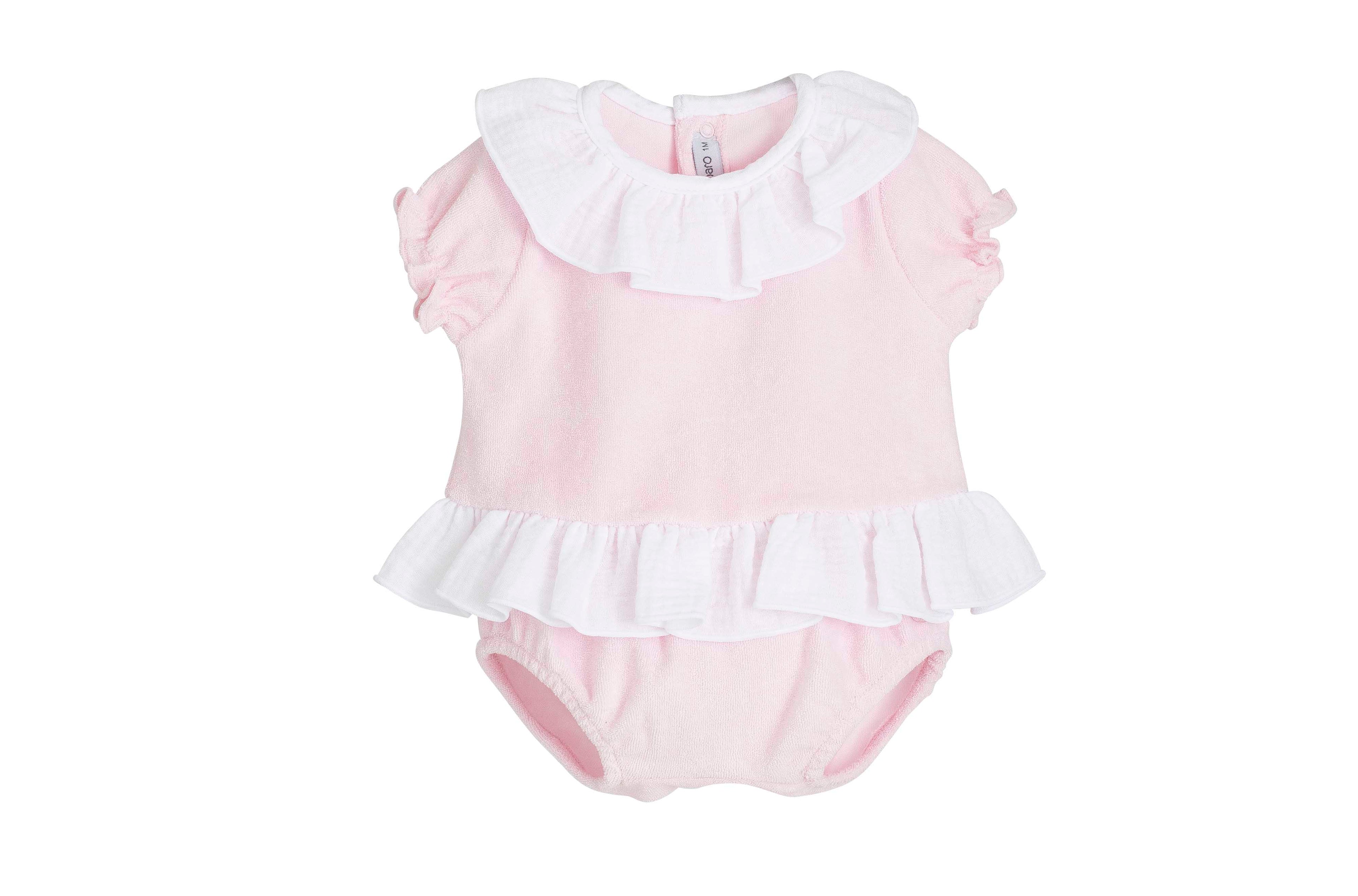 CALAMARO BABY HAMPI TOP AND BLOOMER VELOUR SET ROSA