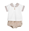 CALAMARO BABY MANDI 11286 TSHIRT & VELOUR  BLOOMER SET in SAND