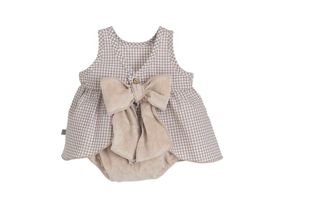 CALAMARO BABY DRESS & VELOUR BLOOMER SET 22109 SAND