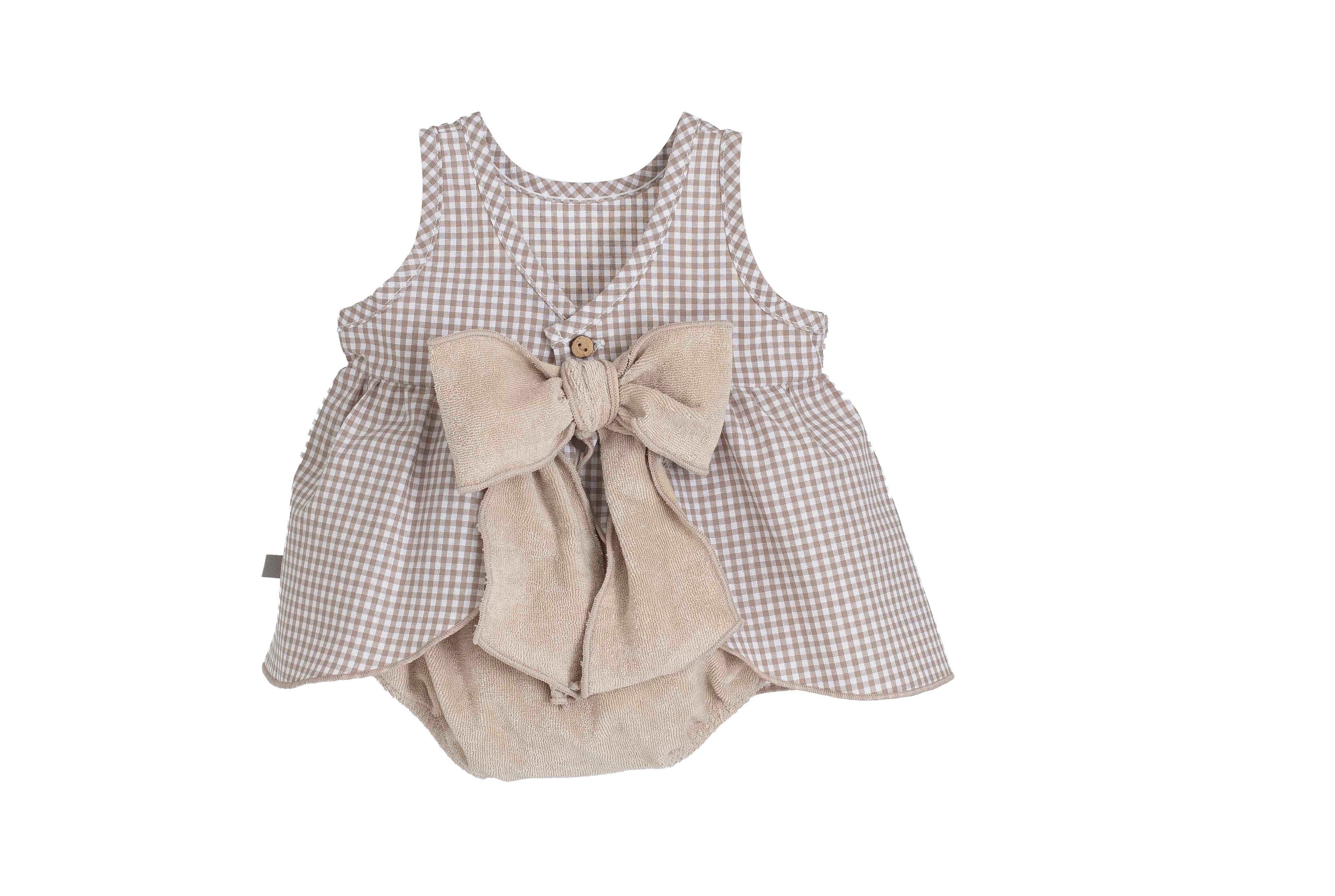 CALAMARO BABY DRESS & VELOUR BLOOMER SET 22109 SAND