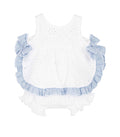 CALAMARO KERALA 22114 BRODERIE ANGLAISE DRESS & BLOOMERS WHITE/BLUE