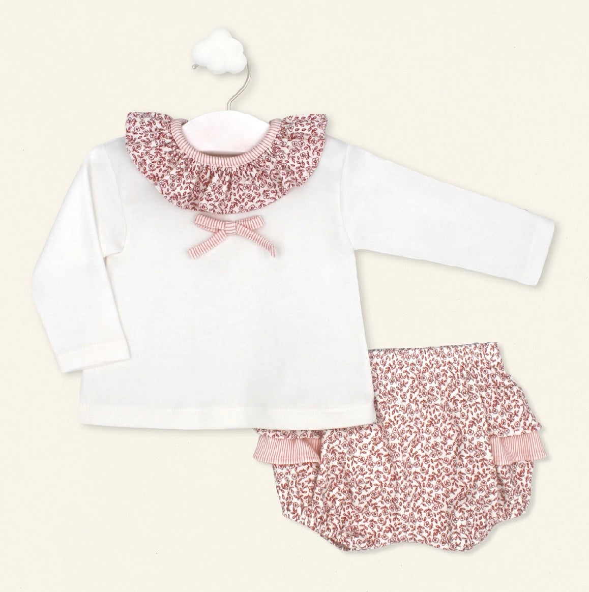 RAPIFE SWEATSHIRT AND BLOOMER SHORTS SET - FLORAL PINK/CREAM
