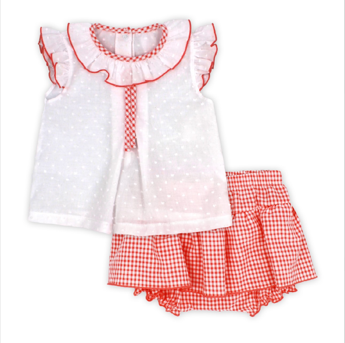 RAPIFE GIRLS BLOUSE AND SKORT SET 4813S26 PEACH GINGHAM