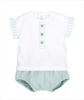 CALAMARO BABY BUNDI TSHIRT & BLOOMER SET 11304 MINT/WHITE