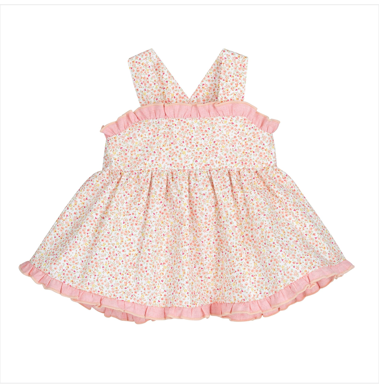 CALAMARO BABY KANPUR FLORAL DRESS & BLOOMER SET 21327-B CORAL