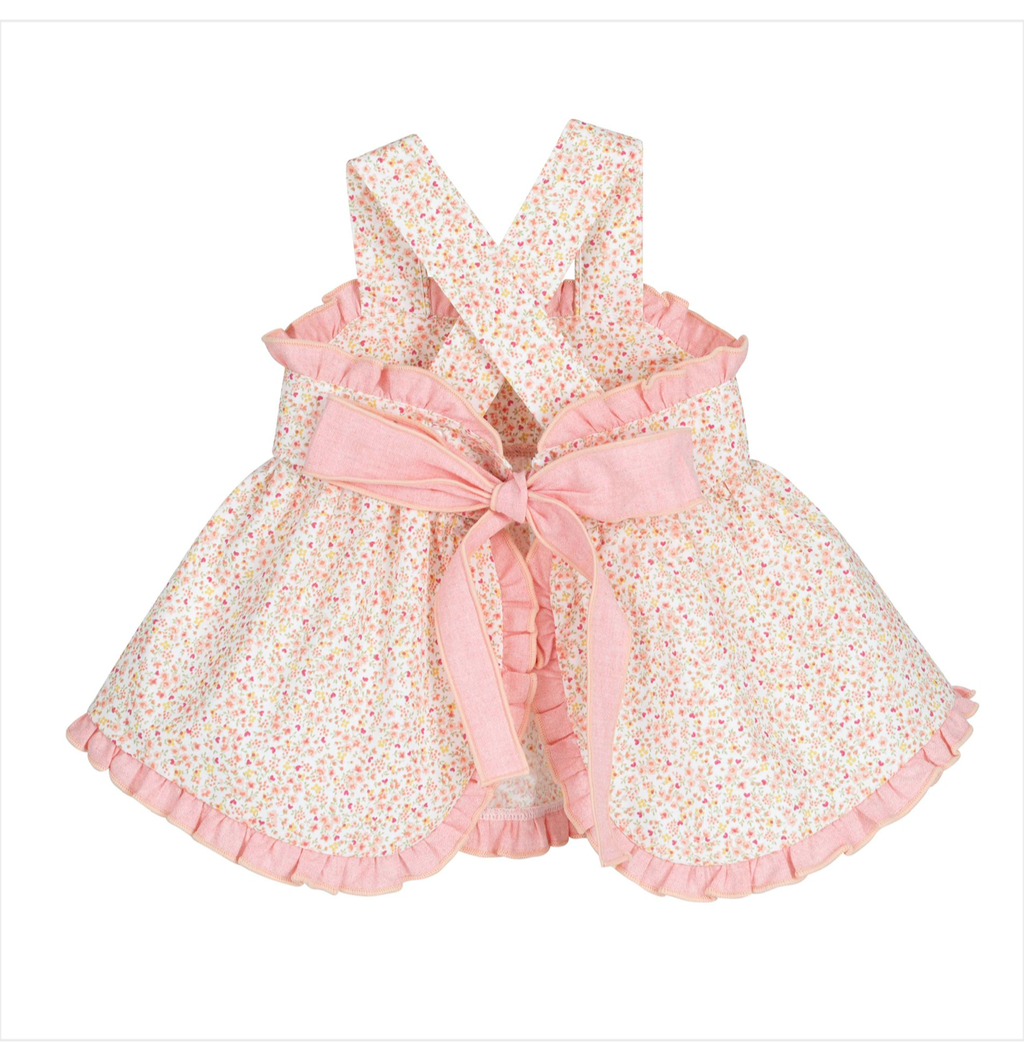 CALAMARO BABY KANPUR FLORAL DRESS & BLOOMER SET 21327-B CORAL