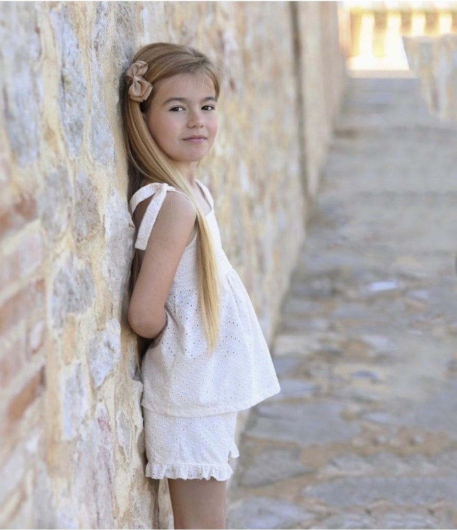 RAPIFE BRODERIE ANGLAIS TOP AND SHORTS SET 5951C26 WHITE