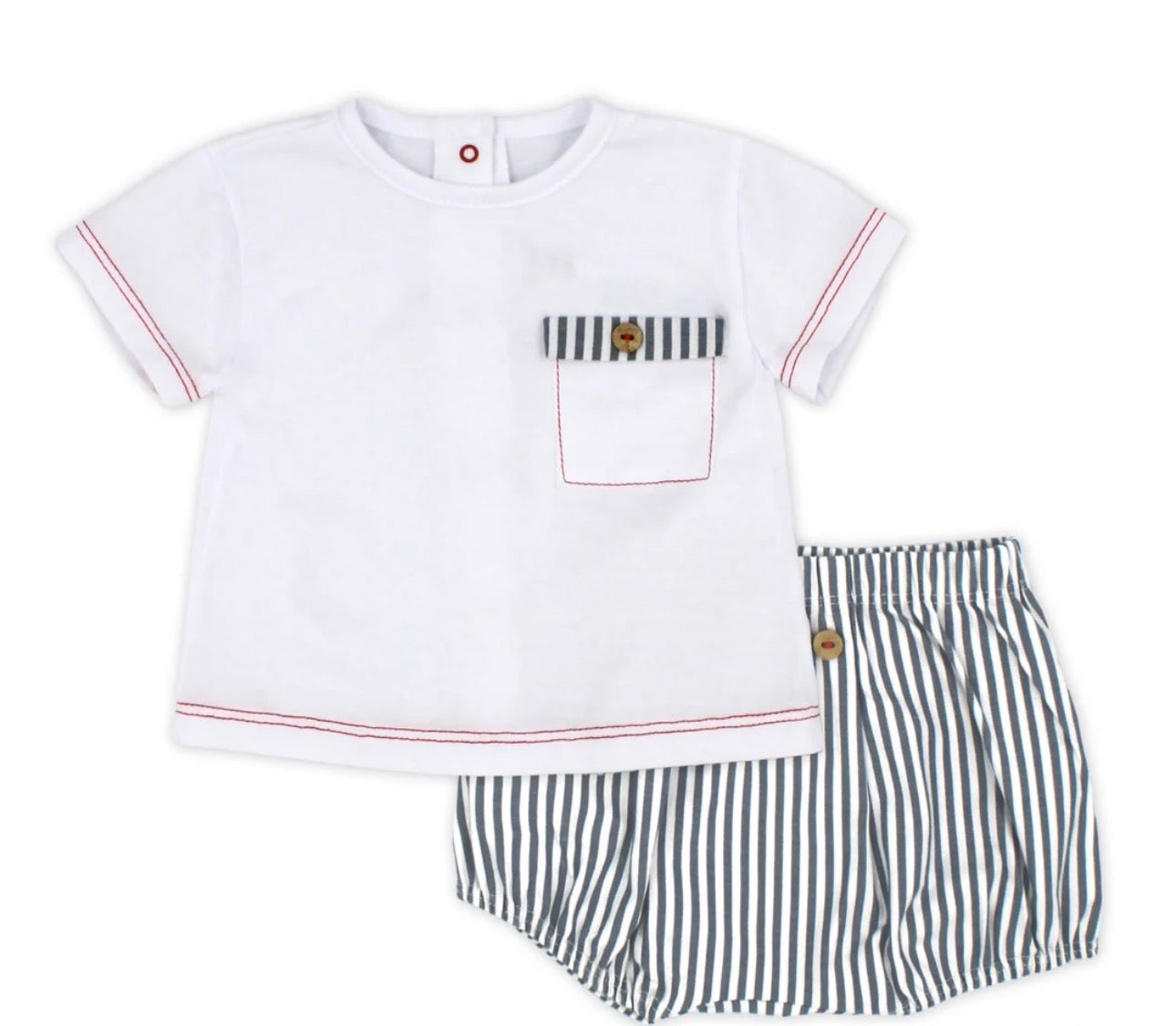 RAPIFE TSHIRT AND STRIPED BLOOMER SET 4914S26 WHITE/NAVY