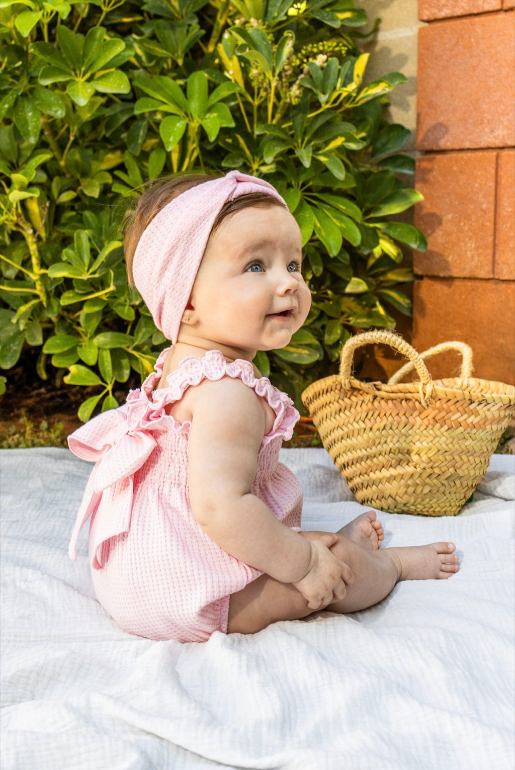 CALAMARO BABY BOW BACK ROMPER 32469 ROSA