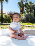 CALAMARO BABY DUNGAREE ROMPER 32553 SKY BLUE STRIPE