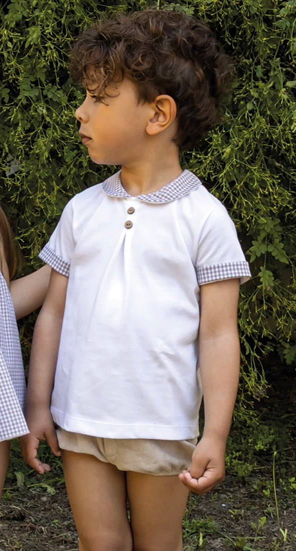 CALAMARO BABY MANDI 11286 TSHIRT & VELOUR  BLOOMER SET in SAND