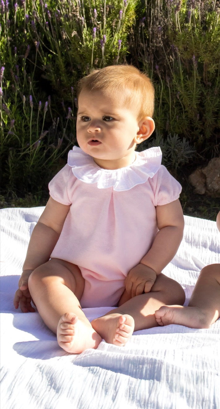 CALAMARO BABY HAMPI TOP AND BLOOMER VELOUR SET ROSA