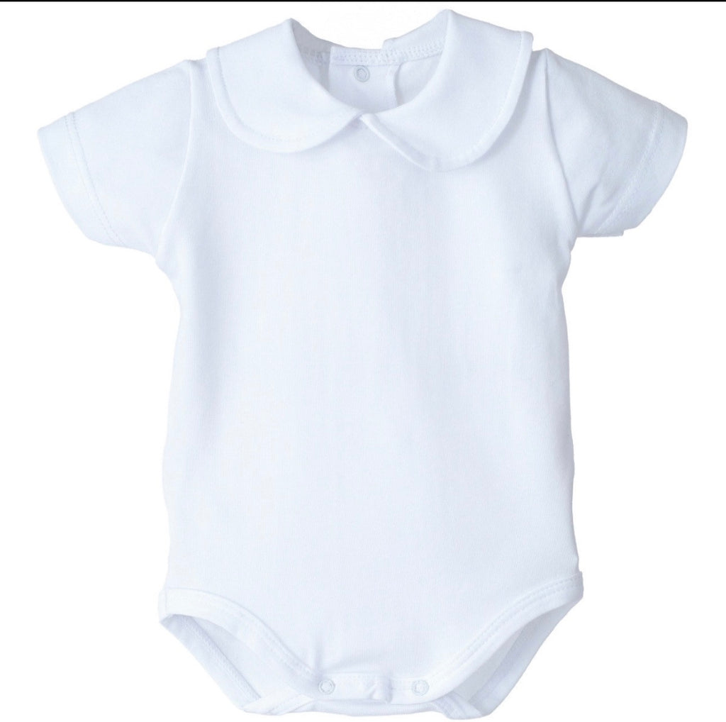 CALAMARO BABY PETER PAN COLLARED BODYSUIT 19122 WHITE