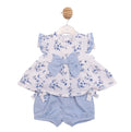 Mintini Top & Bloomer  Short Set White/Blue MB7140