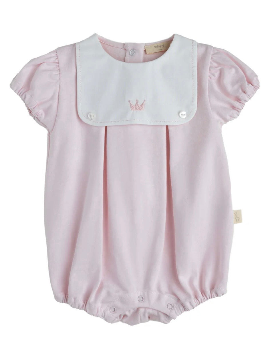 Baby Gi Little Royals Romper Pink & White RY48G