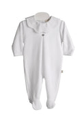 Baby Gi Velour White Baby Grow With Pique Collar PQ50