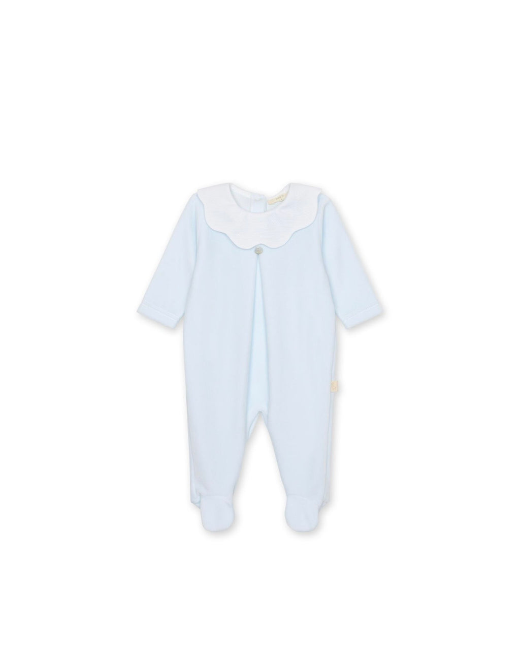 Baby GI Velour Baby Grow with Pique Collar Blue & White PQ50