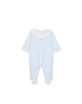 Baby GI Velour Baby Grow with Pique Collar Blue & White PQ50