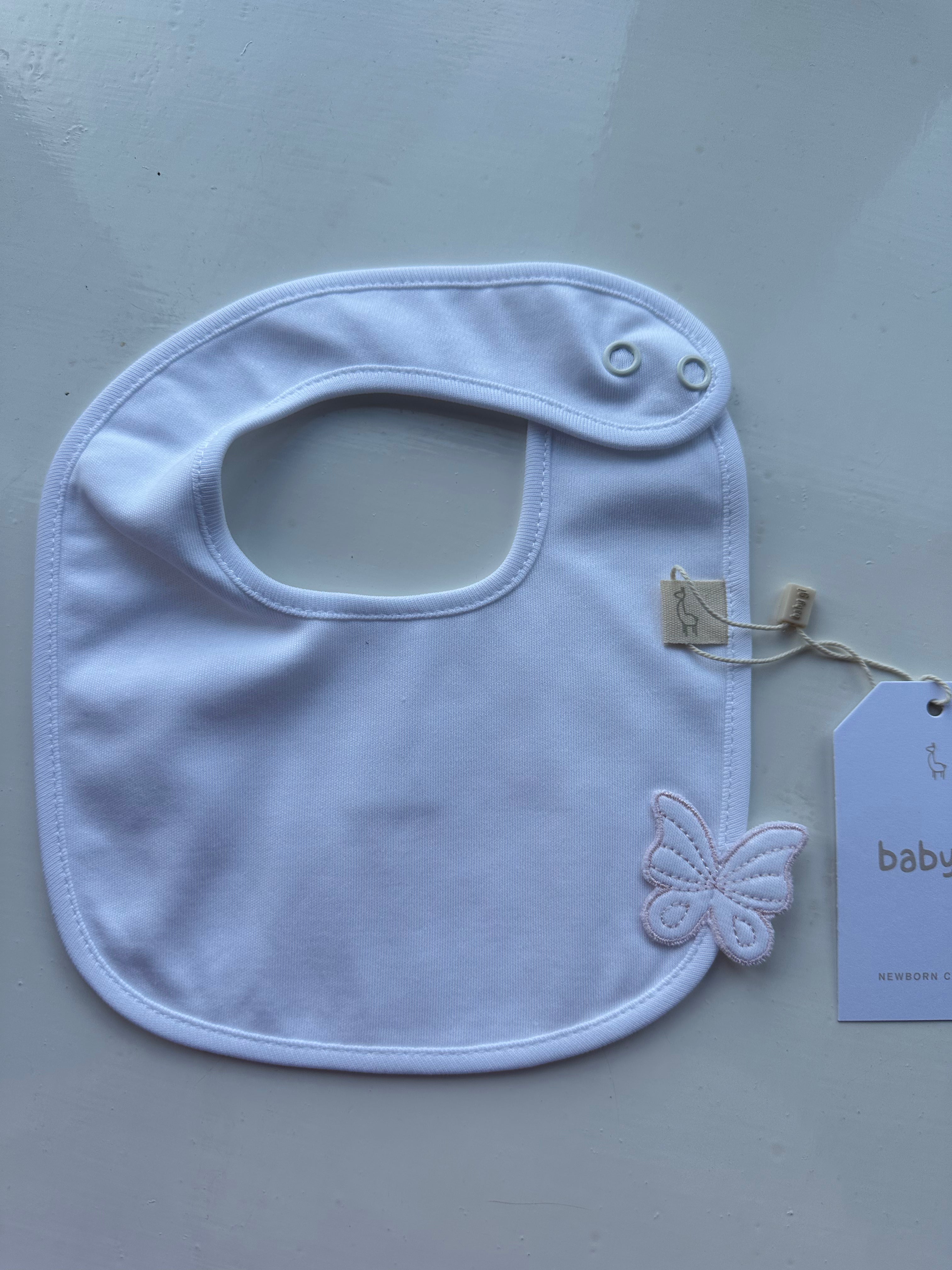 Baby Gi Butterfly Collection Bib White/Pink BT24G