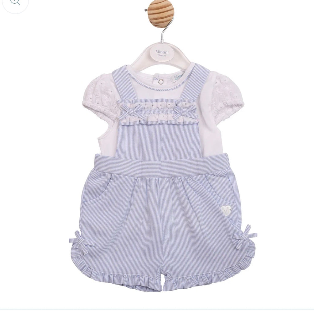 MINTINI TOP & SHORTS DUNGAREE SET WHITE/BLUE