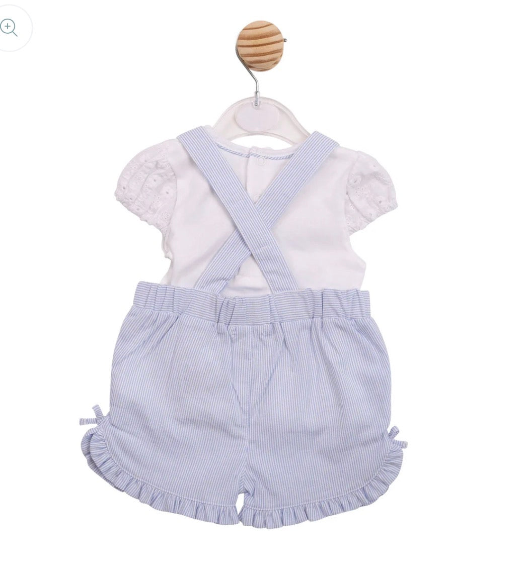 MINTINI TOP & SHORTS DUNGAREE SET WHITE/BLUE