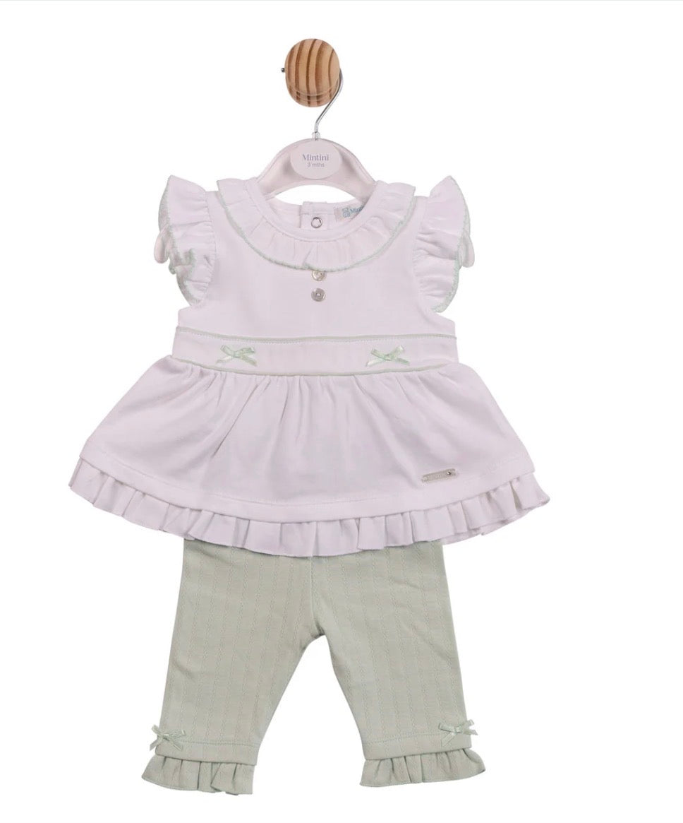 MINTINI TUNIC & LEGGINGS - WHITE/PISTACHIO
