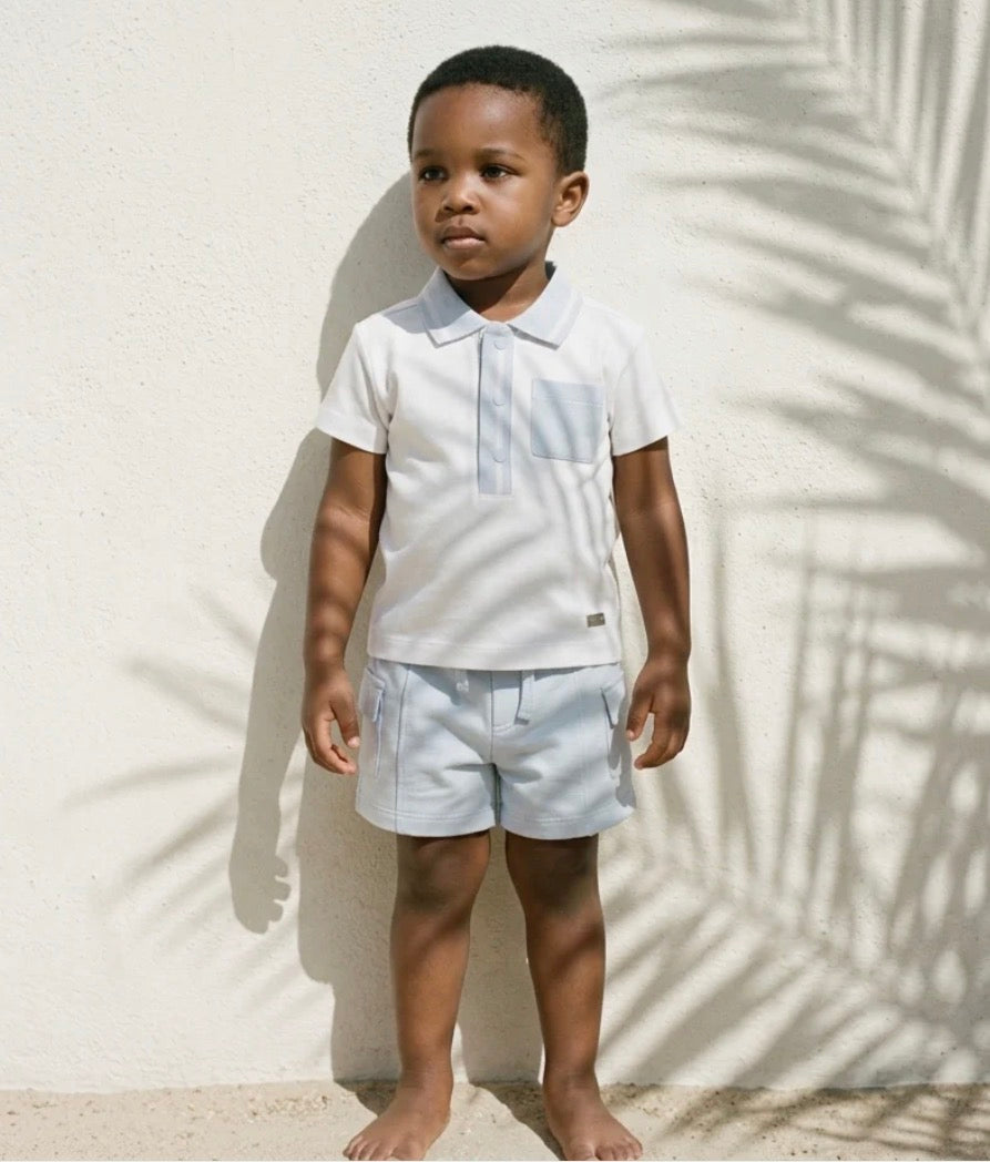 MINTINI POLO TOP & SHORTS SET WHITE/BLUE