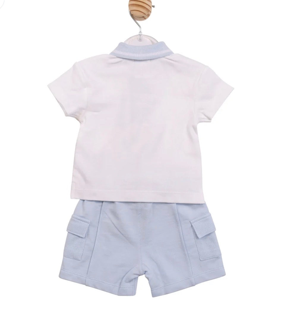 MINTINI POLO TOP & SHORTS SET WHITE/BLUE