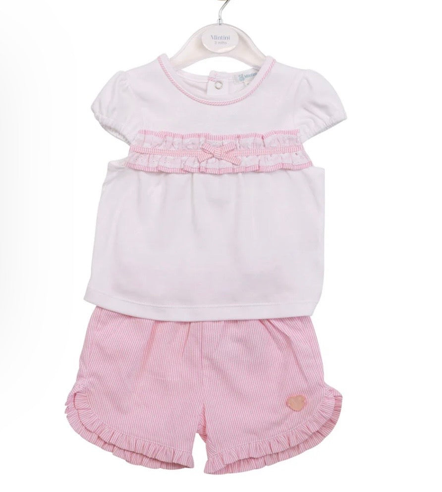 MINTINI TOP AND SHORT SET WHITE - PINK