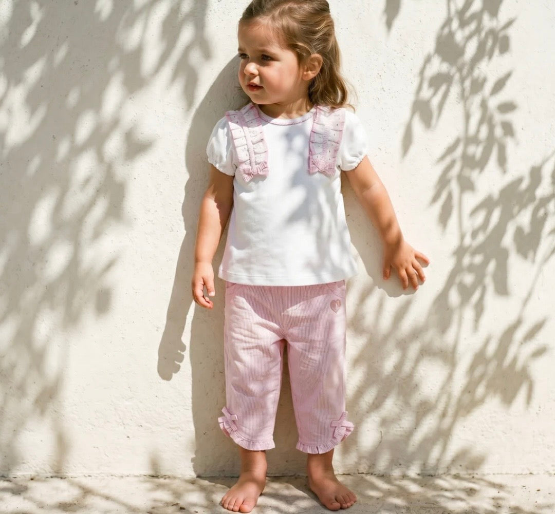 MINTINI TOP & TROUSER SET WHITE/PINK