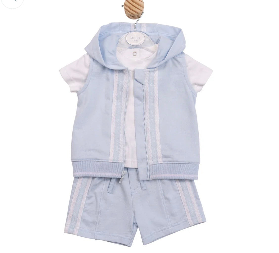 MINTINI TOP SHORTS AND GILET SET WHITE-BLUE