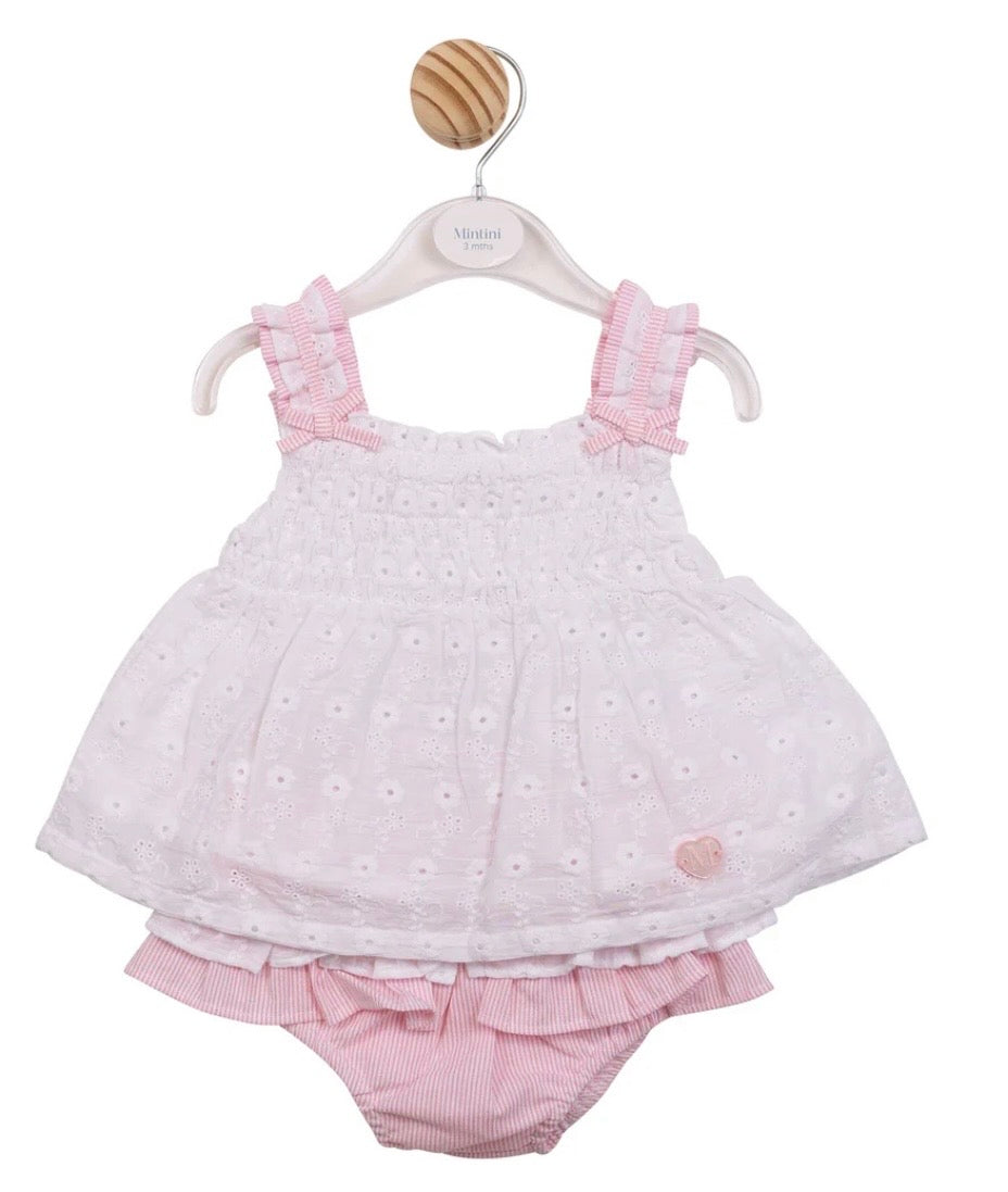 MINTINI SUNTOP & JAMPANT SET WHITE/PINK