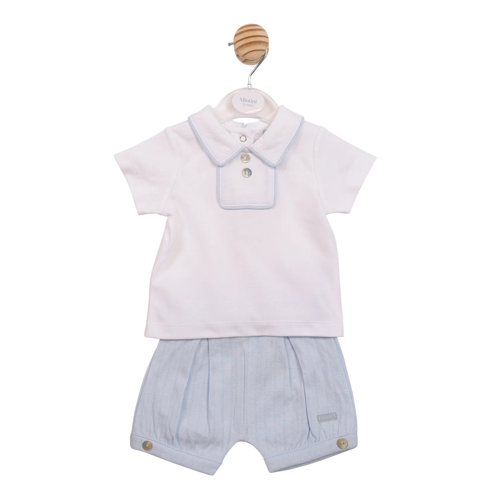 MINTINI BOYS TOP AND BLOOMER SET IN BLUE/WHITE MB6894