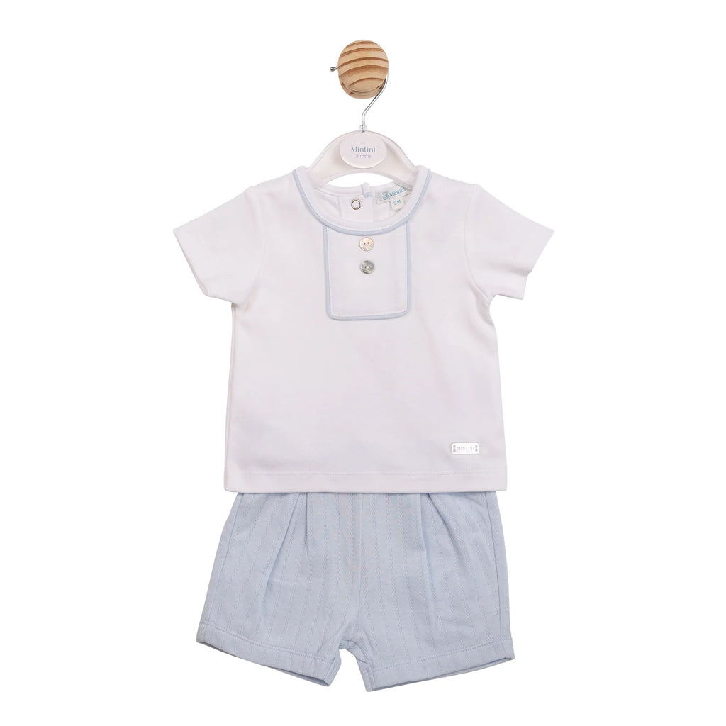 MINTINI TOP AND SHORTS SET WHITE/BLUE MB6895A