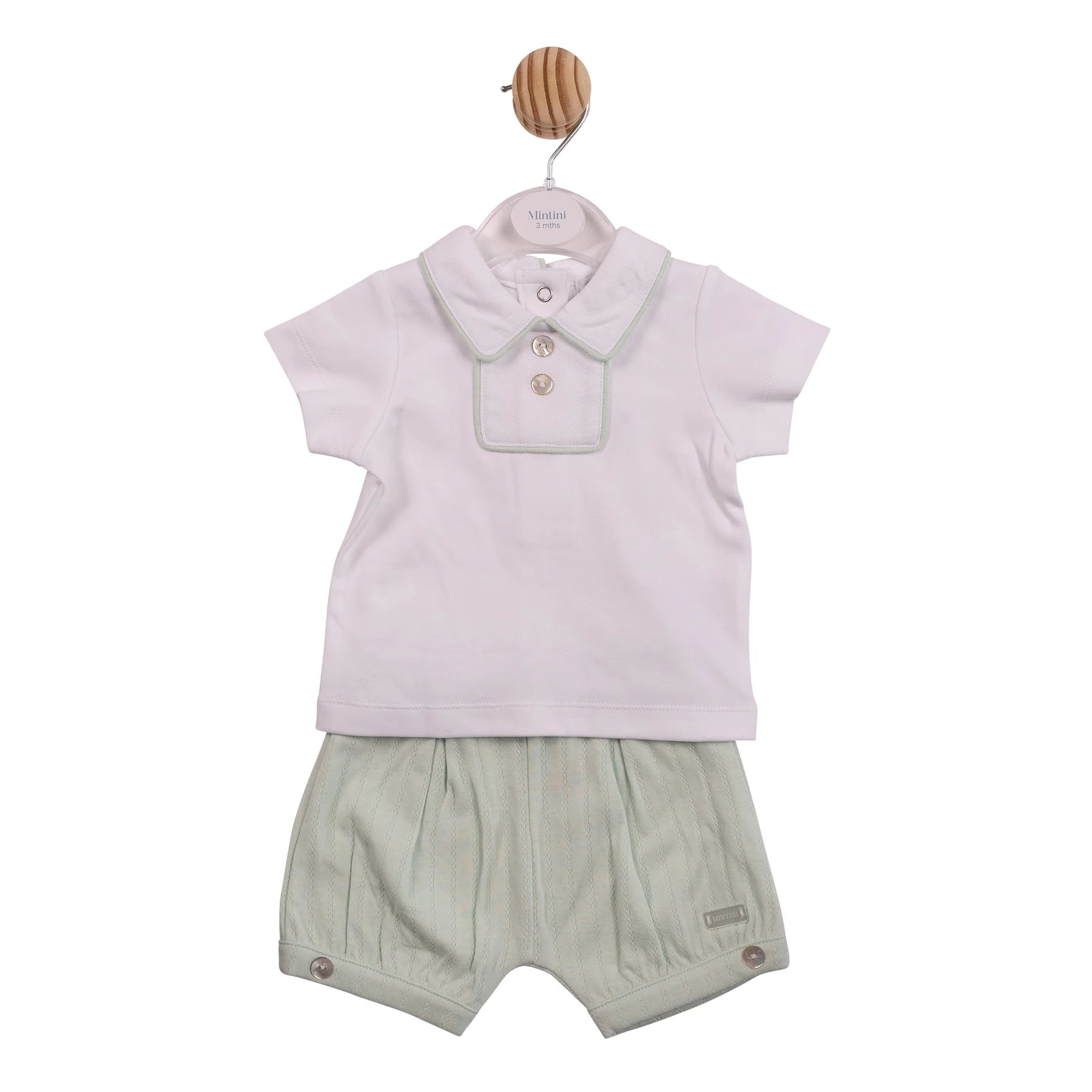 MINTINI TOP AND BLOOMER SHORTS SET WHITE/PISTACHIO MB6906