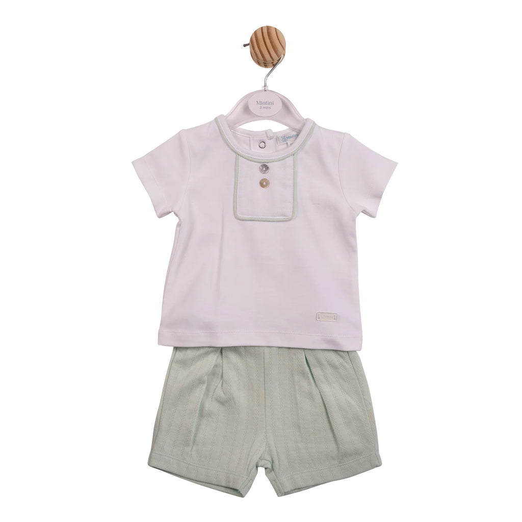 MINTINI TOP AND SHORTS SET WHITE/ PISTACHIO MB6907