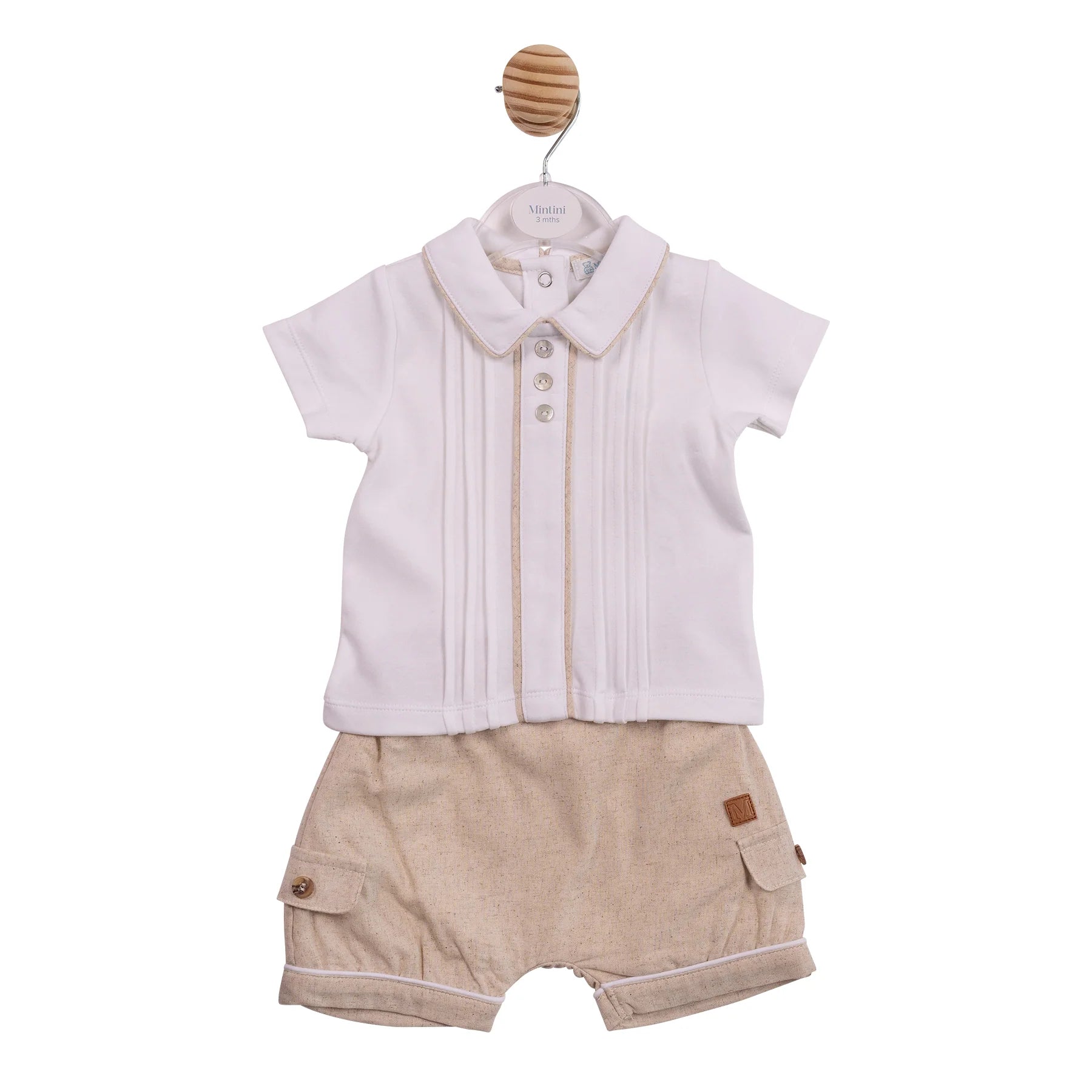 MINTINI BABY WHITE BEIGE BLOOMER SET MB6947