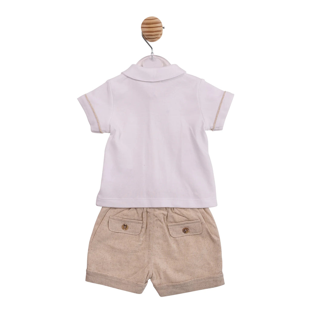 MINTINI BOYS WHITE/BEIGE SHORTS SET MB6949A