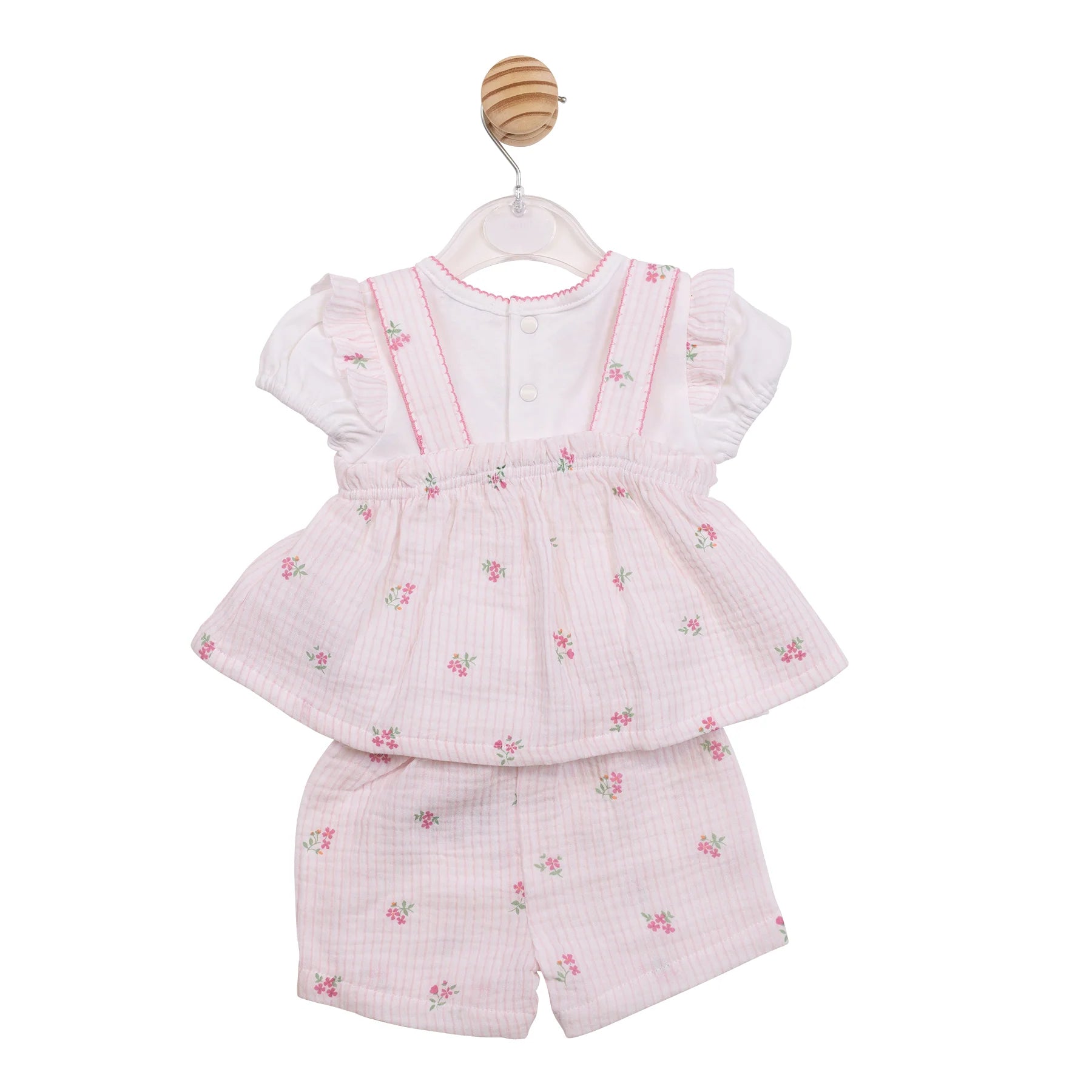 MINTINI GIRLS TOP,SUNTOP &SHORTS SET WHITE PINK MB7151A
